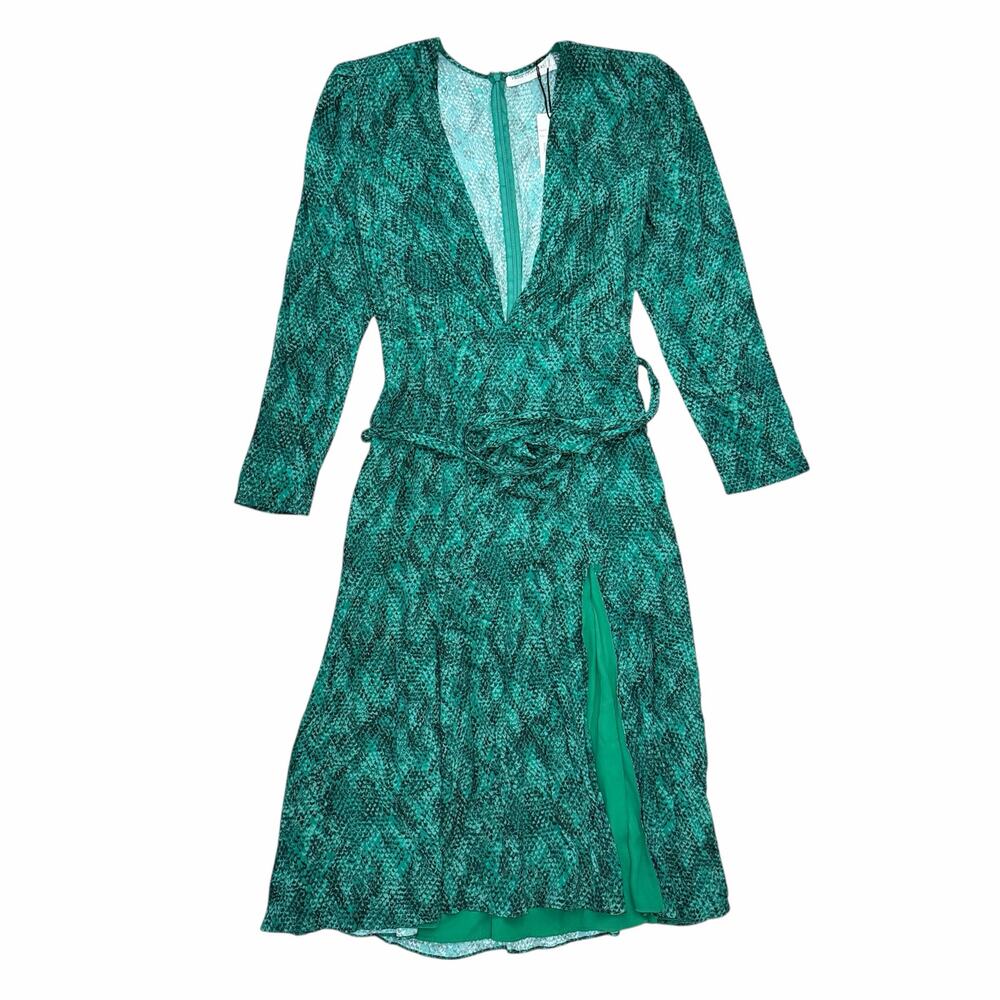 NWT Fame and Partners Green Python Snakeskin Leuven Midi Dress Size 12
